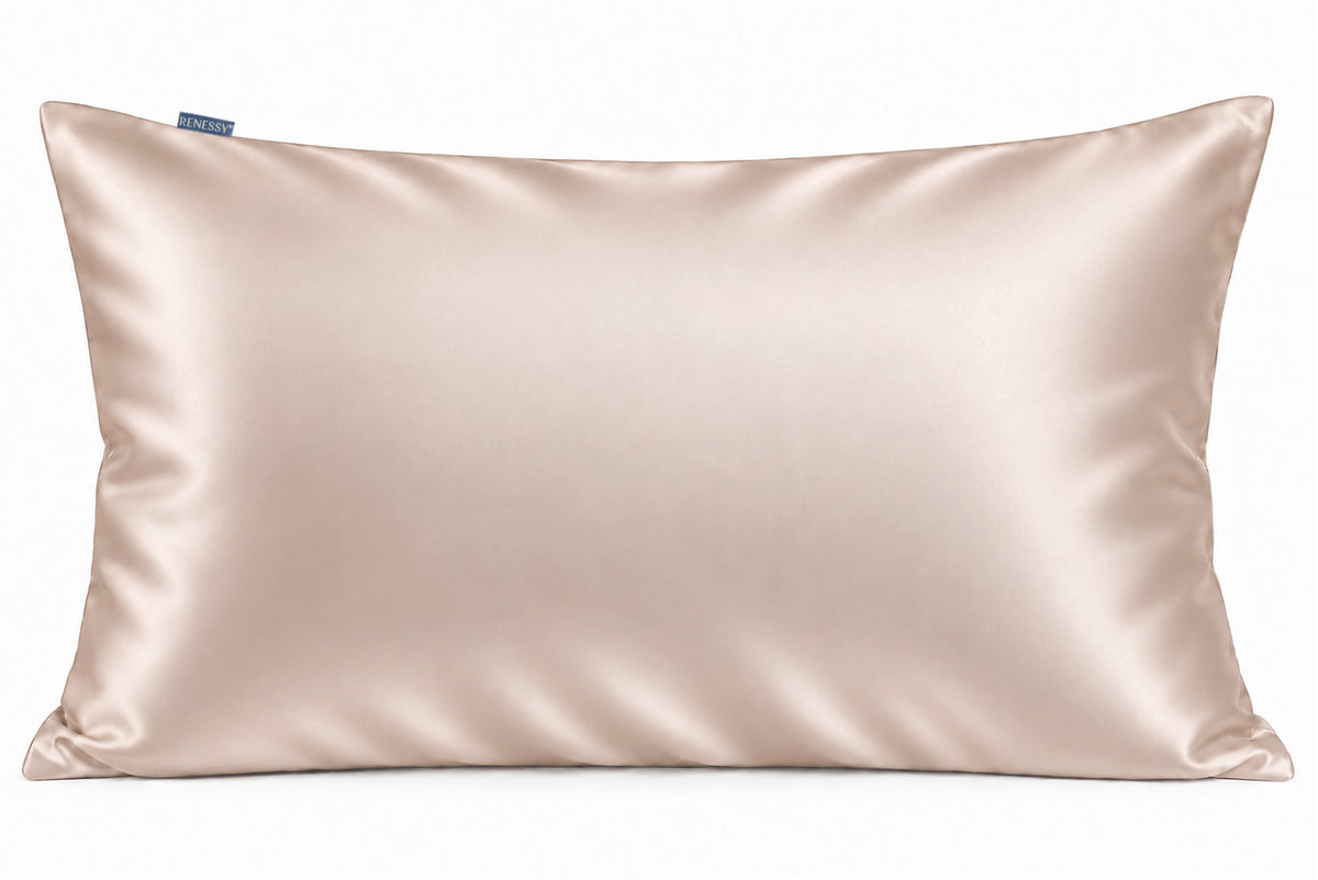 RENESSY Organic Silk Pillowcase 50x75cm, 100% Mulberry Silk, 22 Momme – Champagne