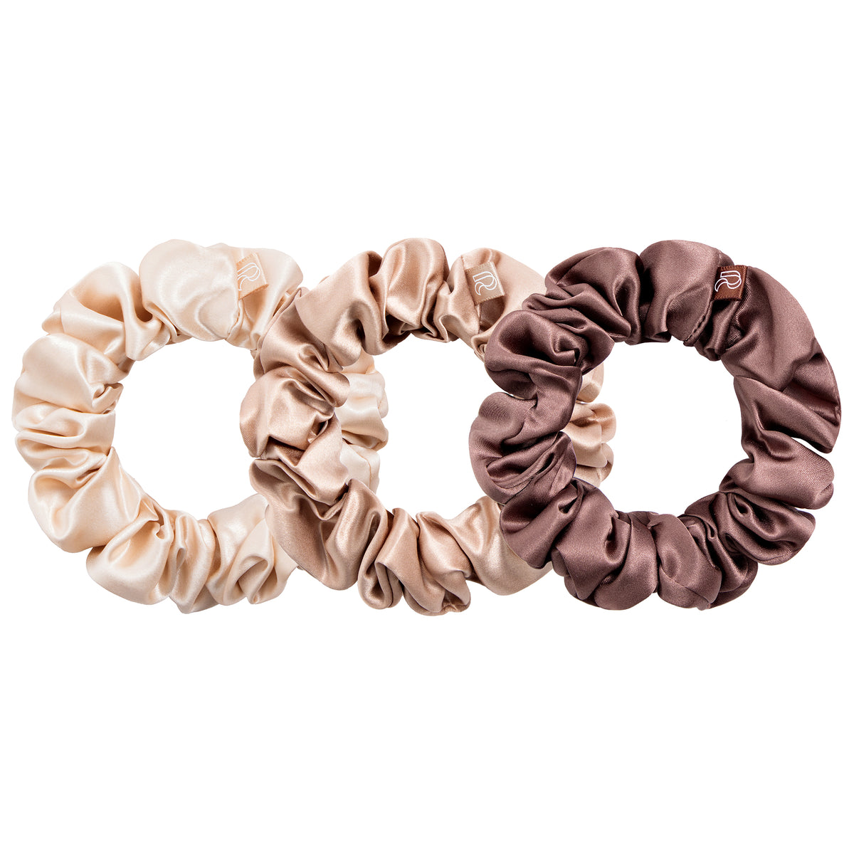 RENESSY Silk Scrunchies, Large Hair Ties 3-Pack, 22 Momme – Earth