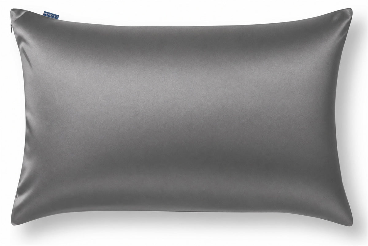 RENESSY Silk Pillowcase, 100% Organic Mulberry Silk, 22 Momme 6A (50x70cm) – Graphite Grey