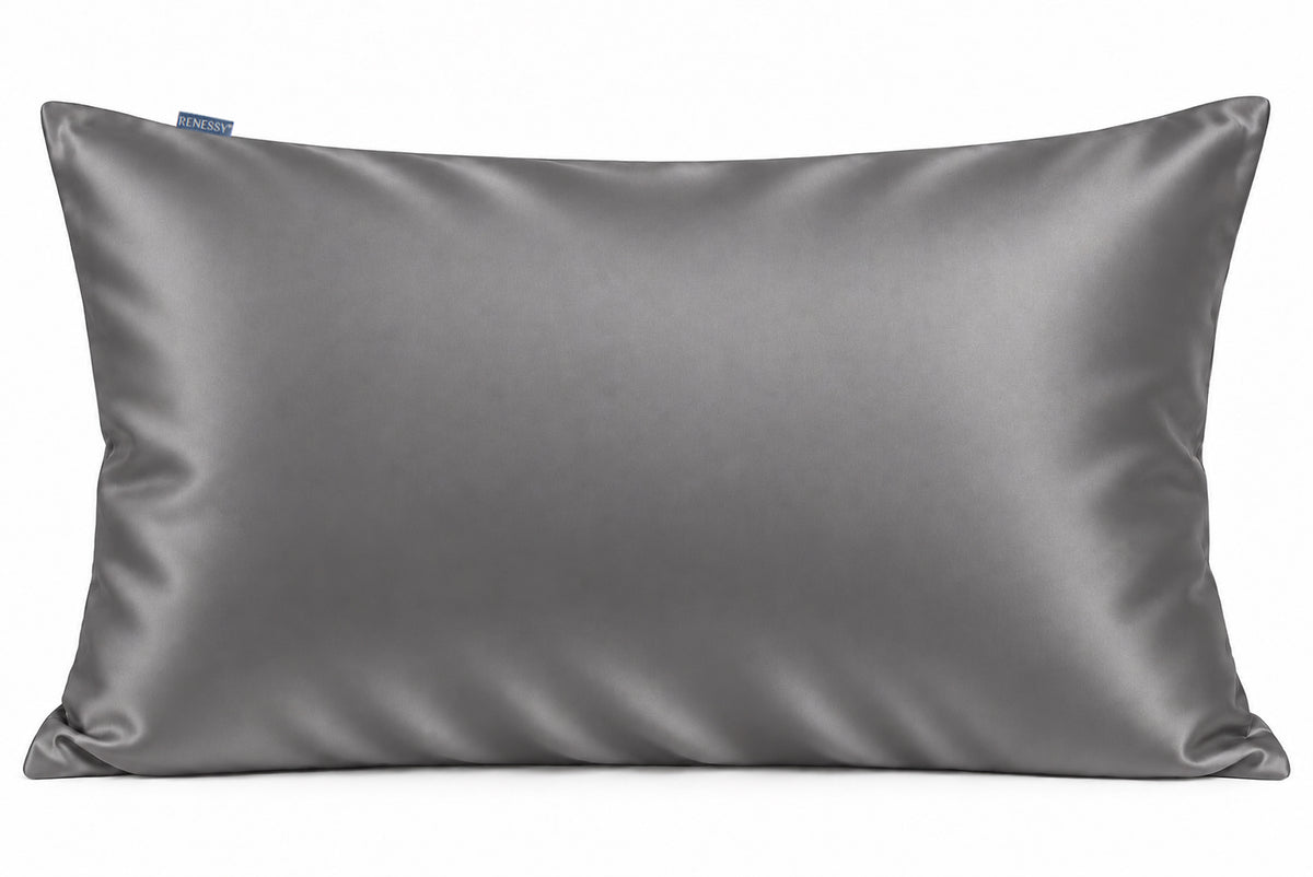 RENESSY Organic Silk Pillowcase 50x70cm, 100% Mulberry Silk, 22 Momme – Graphite Grey