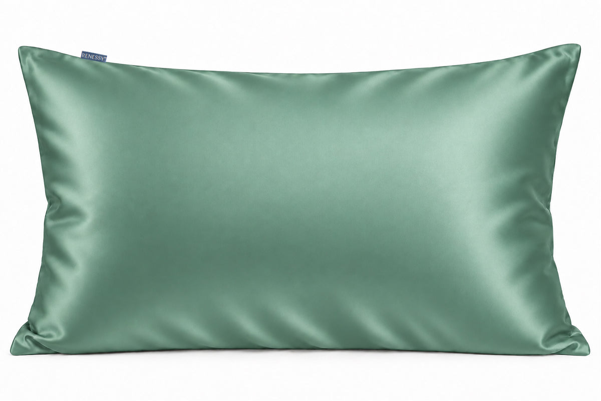 RENESSY Organic Silk Pillowcase 50x70cm, 100% Mulberry Silk, 22 Momme – Sage Green