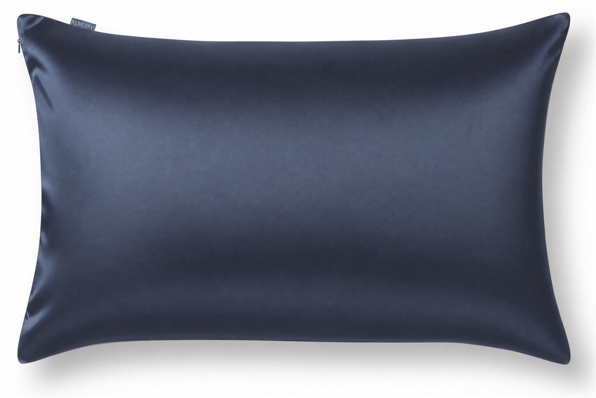 RENESSY Silk Pillowcase, 100% Organic Mulberry Silk, 22 Momme 6A (50x70cm) – Navy Blue