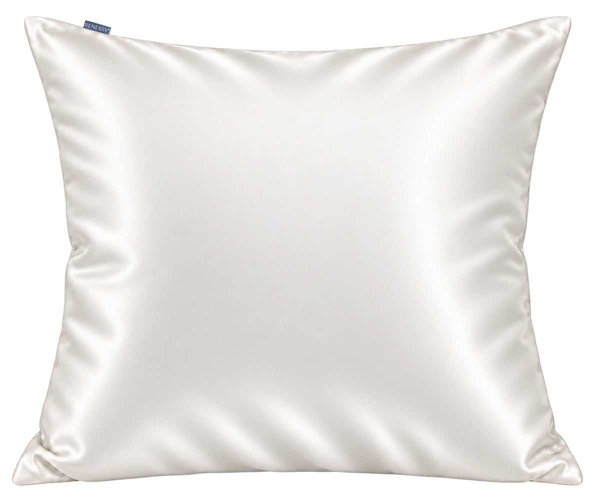RENESSY Organic Silk Pillowcase 60x60cm, 100% Mulberry Silk, 22 Momme – Natural White (Undyed)