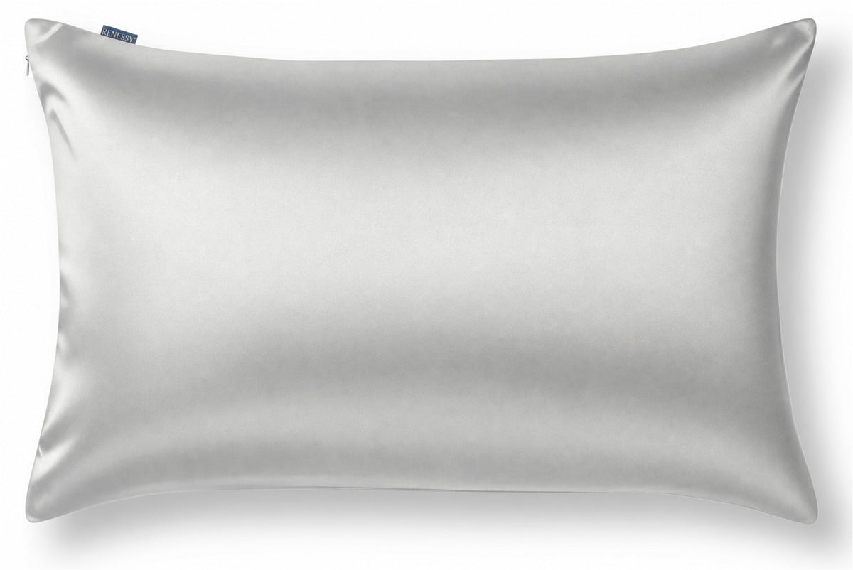 RENESSY Silk Pillowcase, 100% Organic Mulberry Silk, 22 Momme 6A (50x75cm) – Light Grey