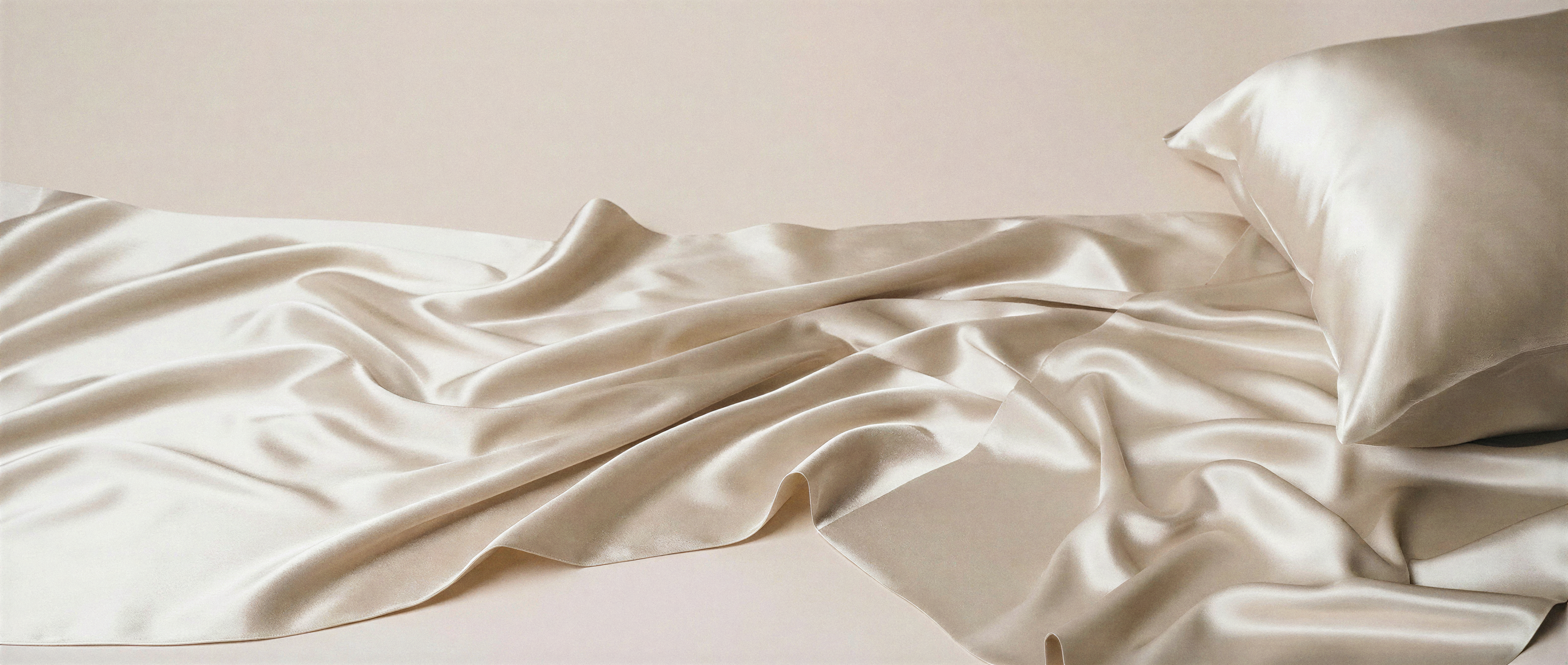 Soft RENESSY silk sleep essentials in a quiet bedroom mood