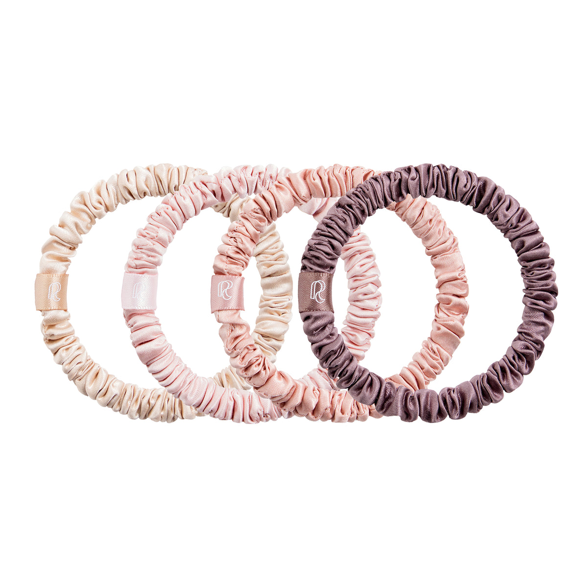 RENESSY Silk Scrunchies, Skinny Hair Ties 4-Pack, 22 Momme – Floral