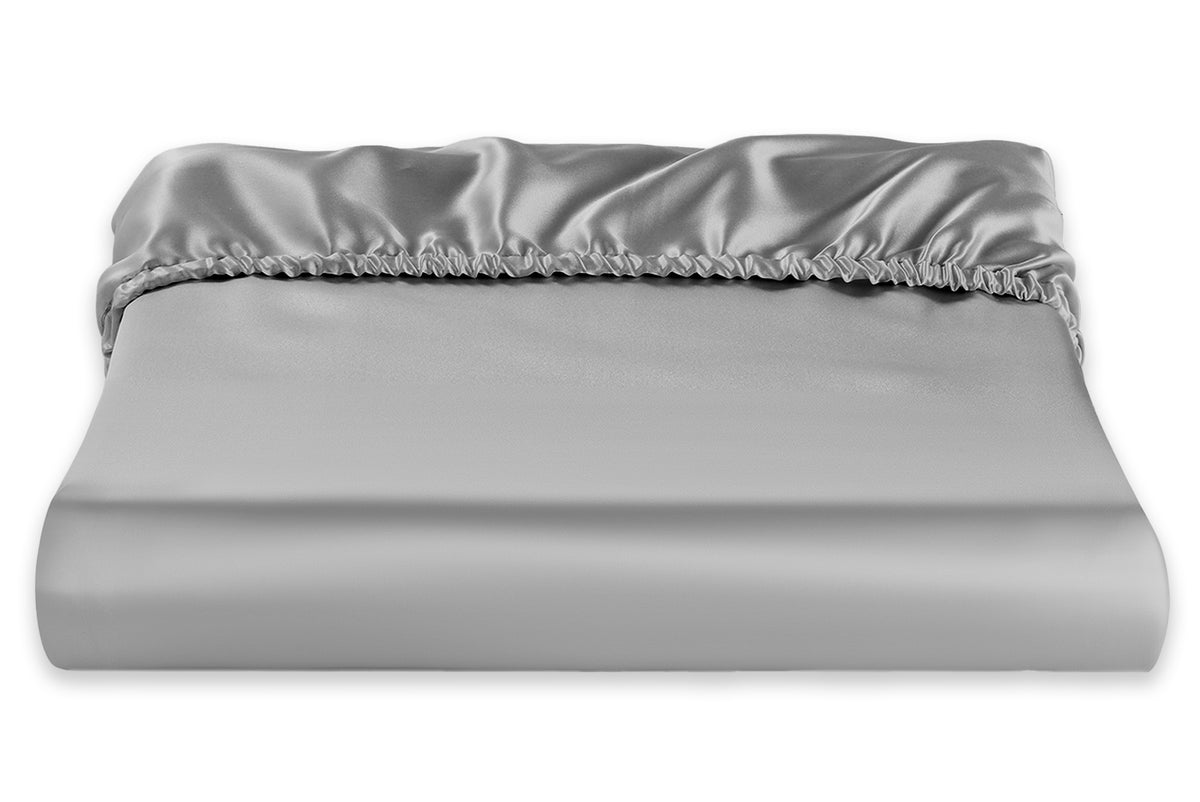 RENESSY Silk Fitted Sheet, 100% Organic Mulberry Silk, 22 Momme (140x200cm) – Graphite Grey