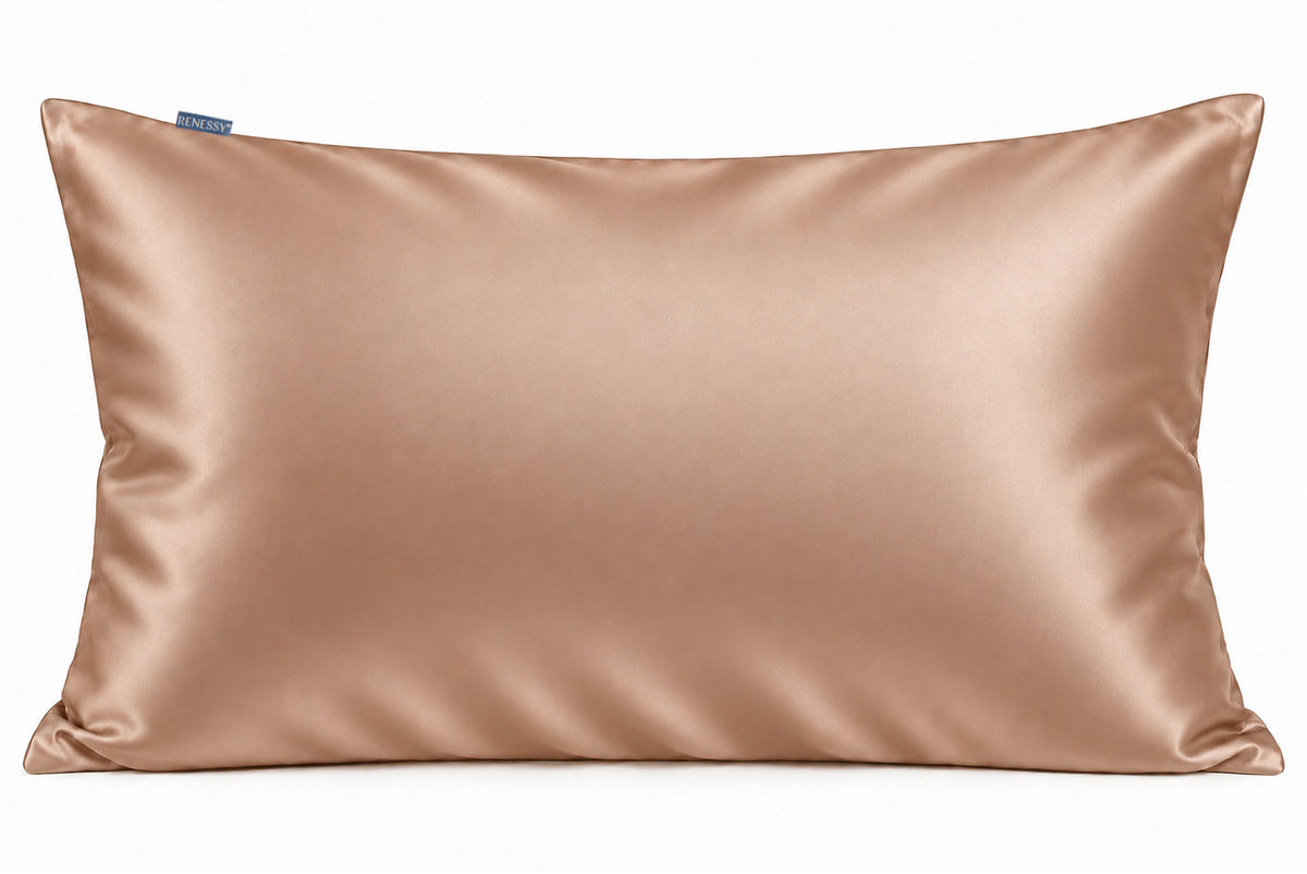 RENESSY Organic Silk Pillowcase 50x75cm, 100% Mulberry Silk, 22 Momme – Warm Taupe