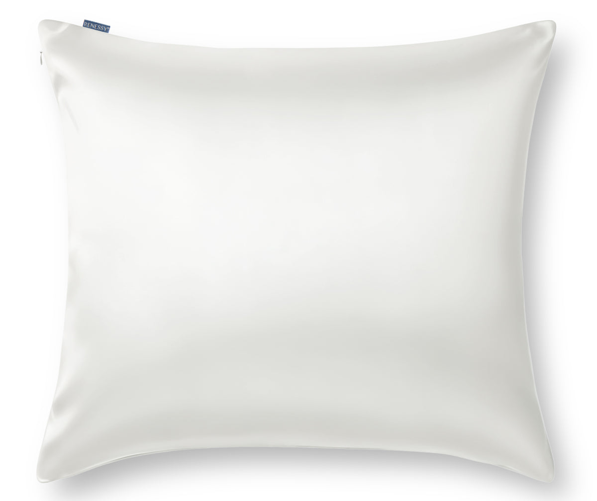 RENESSY Organic Silk Pillowcase 65x65cm, 100% Mulberry Silk, 22 Momme – Natural White (Undyed)