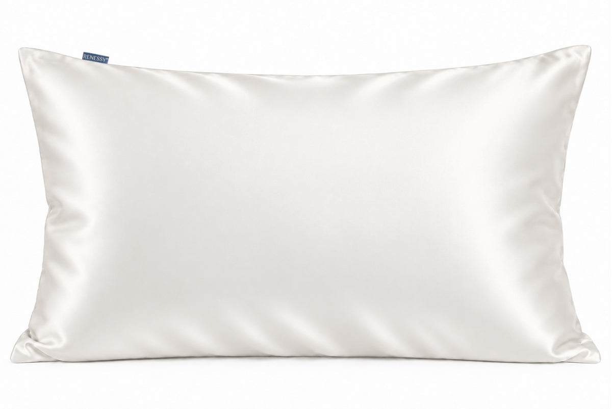 RENESSY Organic Silk Pillowcase 50x75cm, 100% Mulberry Silk, 22 Momme – Natural White (Undyed)