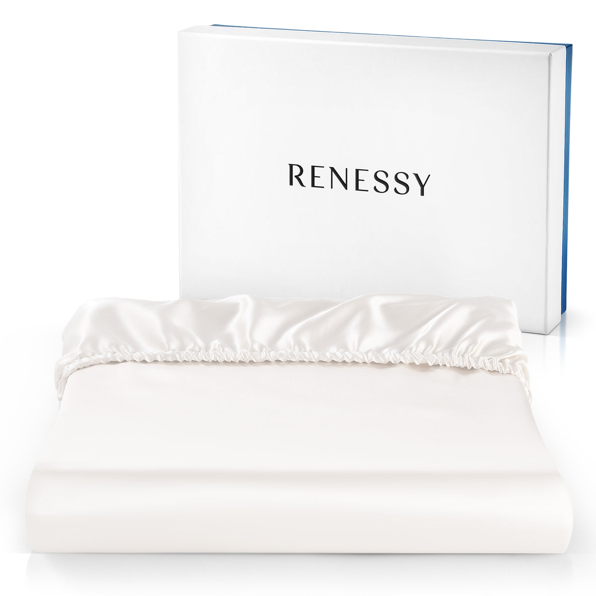 RENESSY Silk Fitted Sheet, 100% Organic Mulberry Silk, 22 Momme (180x200cm) – Natural Silk Off-White